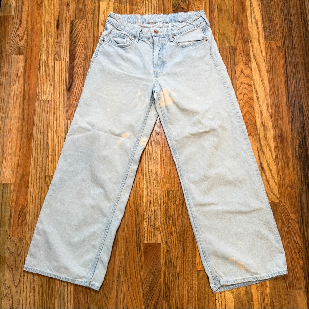 & Denim Baggy Wide Light Wash Low Rise Jeans Y2K Slouchy Size 4